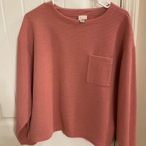 a new day Oversized Ribbed Pink Sweatshirt